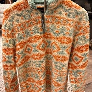Southern Marsh Zip Up Sweater - Orange and Cream